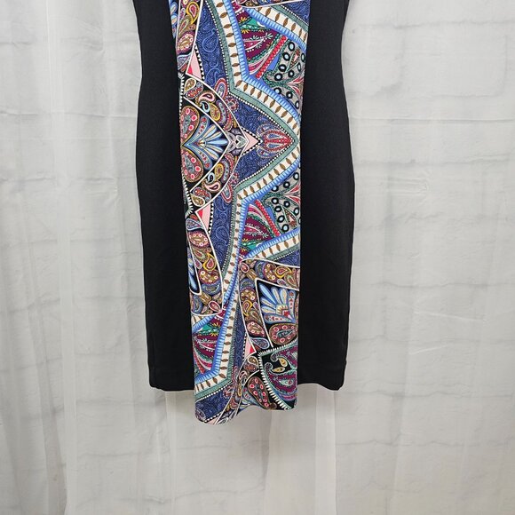 Nicole Miller Dress Black Art Deco Sleeveless Sheath Bodycon L NWT - Picture 3 of 13